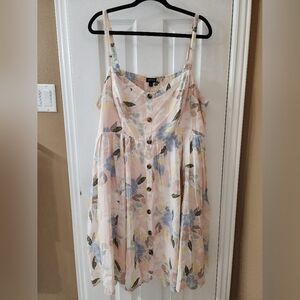 Torrid Light Pink Floral Challis Button Hi-Lo Dress